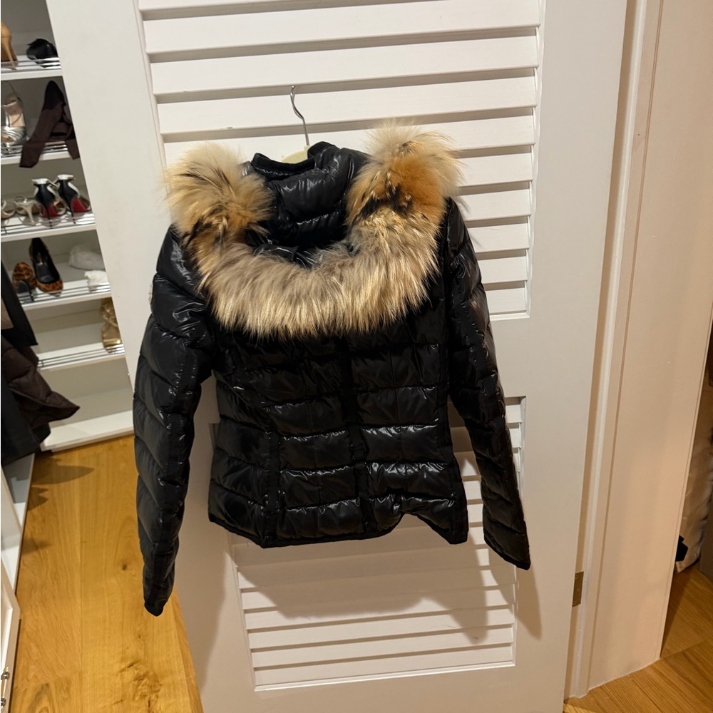 Moncler Black Puffer Jacket with Fur Hood - Picture 3 of 10